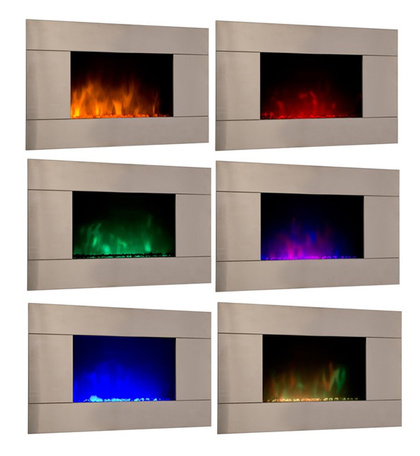 Chimeneas electricas con efecto llama muy real acabado inox