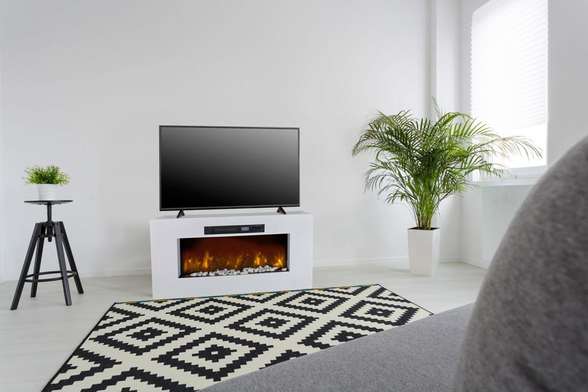 Chiminea electrica decorativa función mueble televisión MERIBEL